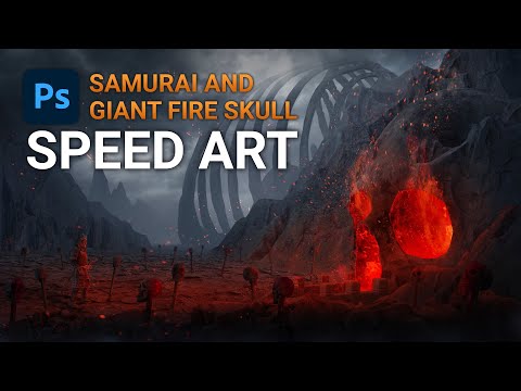 I Created a Samurai and Giant Fire Skull In Photoshop - Speed Art