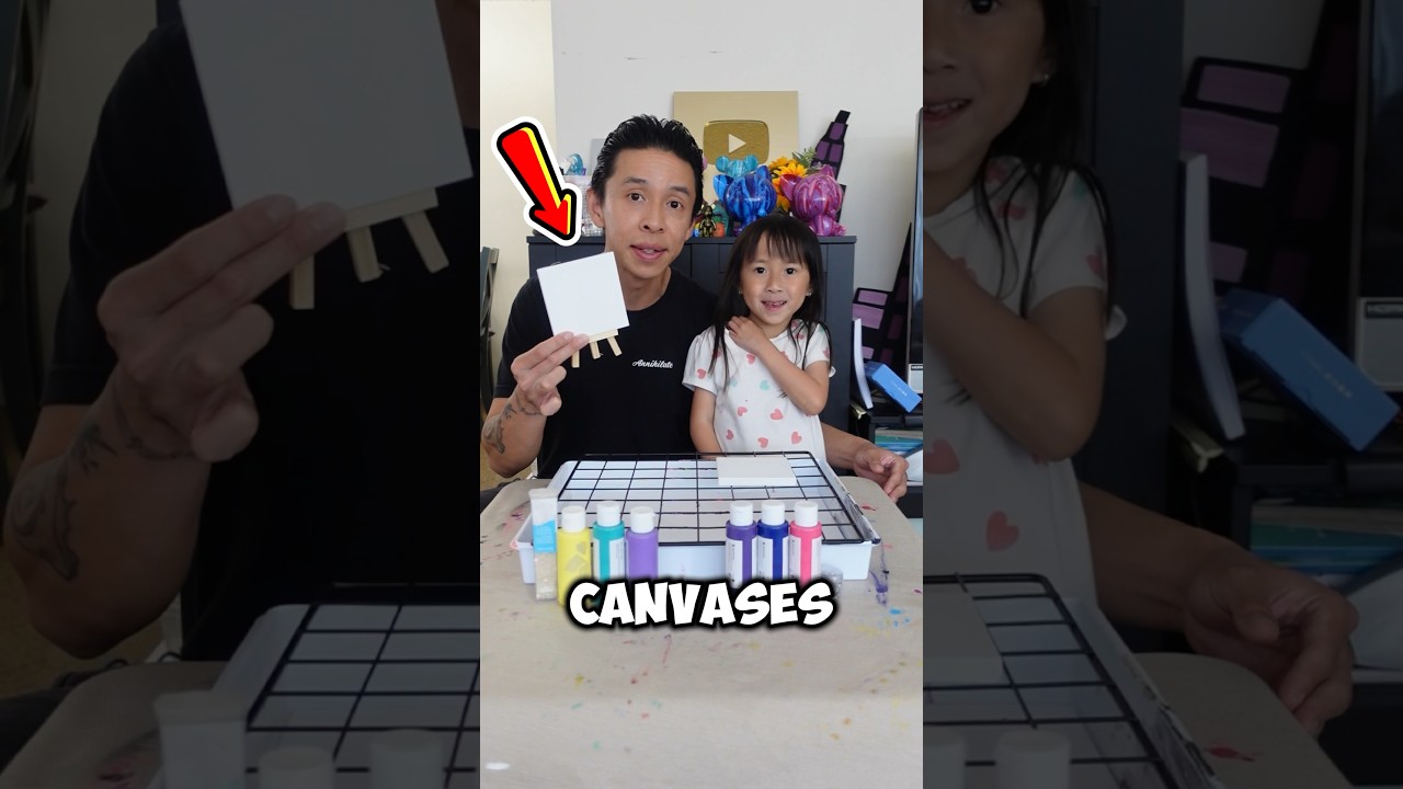 Fluid Paint Pouring Mini Canvas Art Challenge! Who Won?! 🖼️🎨 #shorts #artchallenges