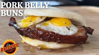 Smoked Pork Belly Bun On Weber Kettle | @MeatChurchBBQ Honey Hog Hot & @BigWicksLbkTX Pepper Jelly!