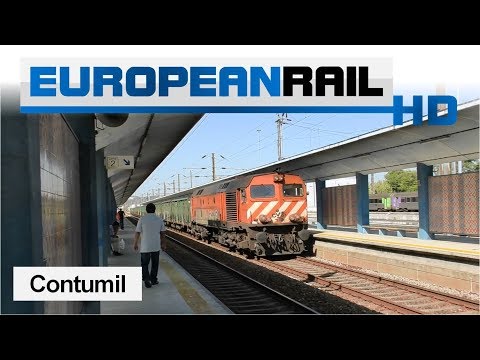 MEDWAY 1960 loco 1963 + Comboio Madeira passes & CP 3400 EMU 3424 departs Contumil