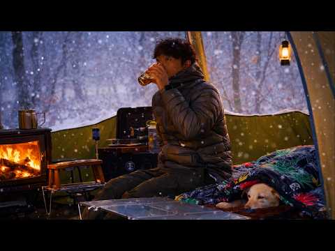 Varmt tält, kall skog — Lugn vintercamping med hund ❄️🐶