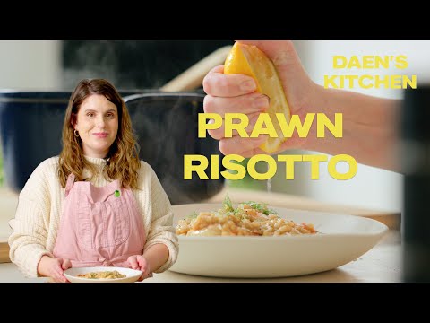 Creamy shrimp risotto with a homemade shrimp stock