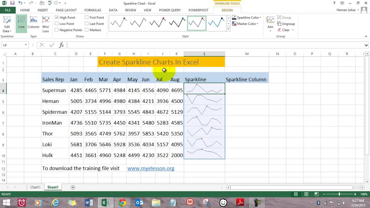 Create Sparkline Chart in Excel