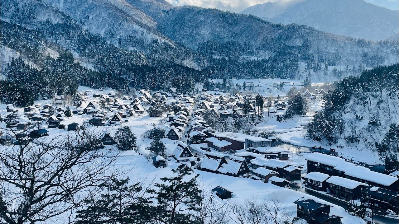 Ogimachi Village, a winter wonderland draped in a pristine blanket of snow.