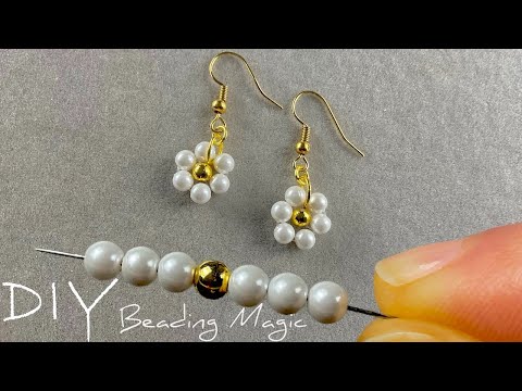 Daisy Flower Beaded Earrings Tutorial: DIY Beaded Earrings with Pearls | Beads Jewelry Making