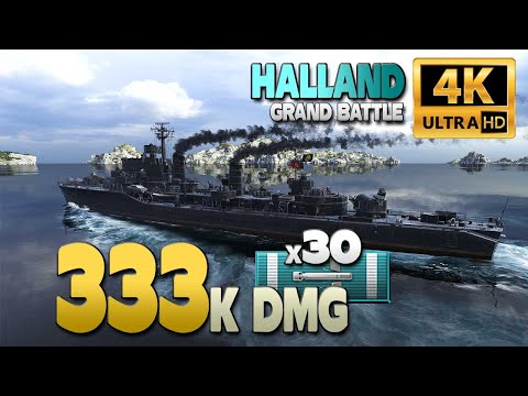 Destroyer Halland in Grand Battle, 333k damage - World of Warships