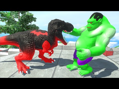 BATMAN T-REX vs HULK GORO OASIS DEATH CLIMB - Animal Revolt Battle Simulator