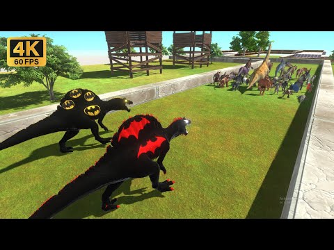 Escape from Spinosaurus Batman & Batgirl - Animal Revolt Battle Simulator