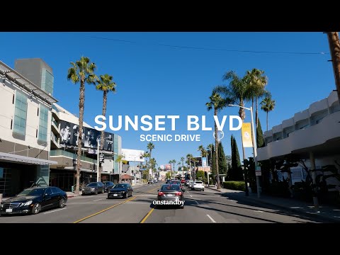 Sunset Blvd to Hollywood Los Angeles California Scenic Drive 4K