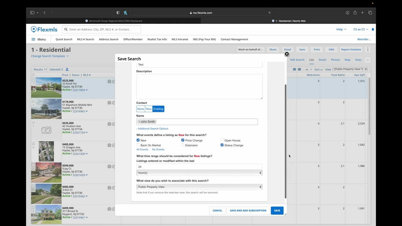 FlexMLS - Set Up Save Search and Subscription