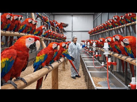 Inside a Massive Scarlet Macaw Mega Farm | Feeding, Breeding & Advanced Monitoring