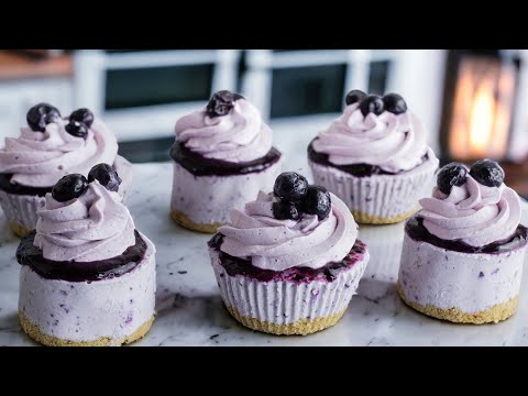 No Bake No Gelatine Blueberry Mini Cheesecake Recipe | Easy Mini Blueberry Cheesecake Recipe Eggless