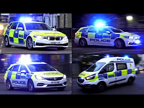 London Police vehicles responding with HORN - Area Car + Dog Unit!