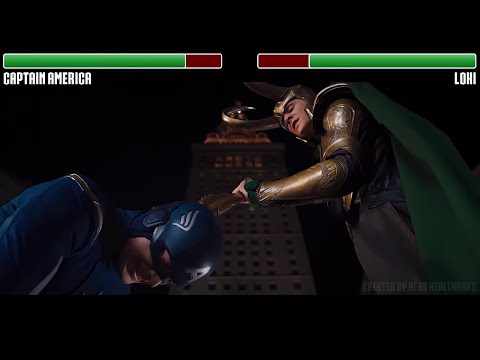 Captain America and Iron Man vs. Loki WITH HEALTHBARS | HD | Avengers
