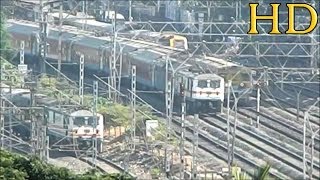 preview picture of video 'Rare Aerial View: Mumbai Rajdhani Express brutally overtaking 12909 Nizamuddin Garib Rath Express'