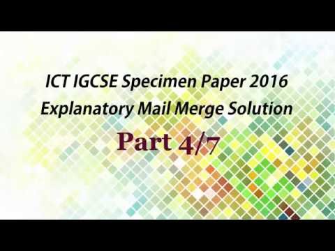 ICT IGCSE 2016 Specimen Mail Merge Solution