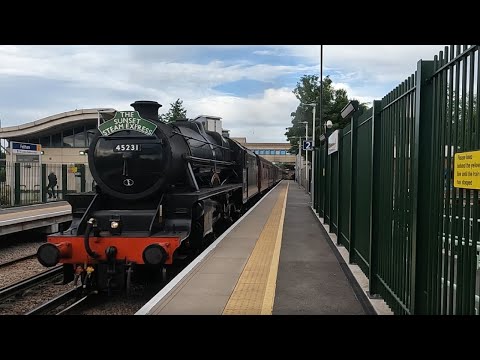 45231 'Sherwood Foster' Passing Feltham on the Sunset Steam Express.