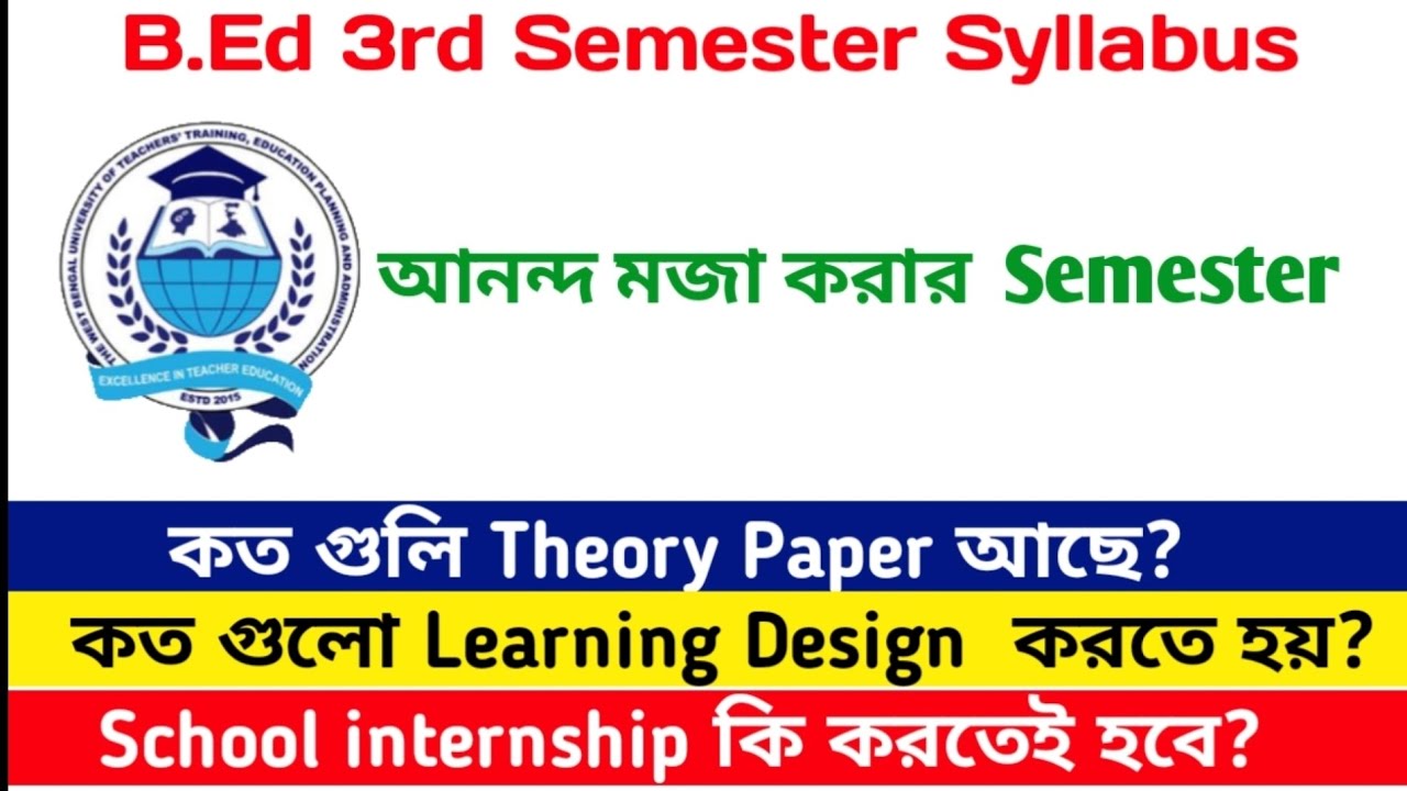 B.Ed 3rd Semester Syllabus || Theory Paper || School Internship || Practicum || BSAEU