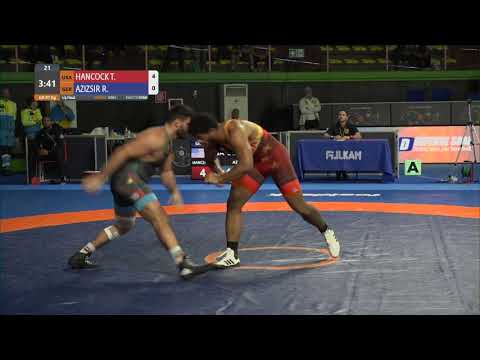 1/4 GR - 97 kg: T. HANCOCK (USA) v. R. AZIZSIR (GER)