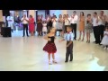 Dance child on wedding. dance school little girl and boy dance tango wals