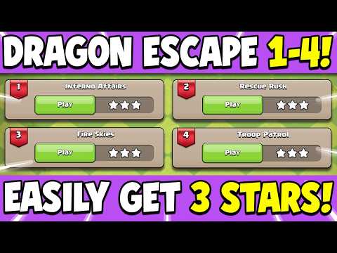 *Quick & Easy* 3 Star Dragon Escape Challenges 1 to 4 (Clash of Clans)