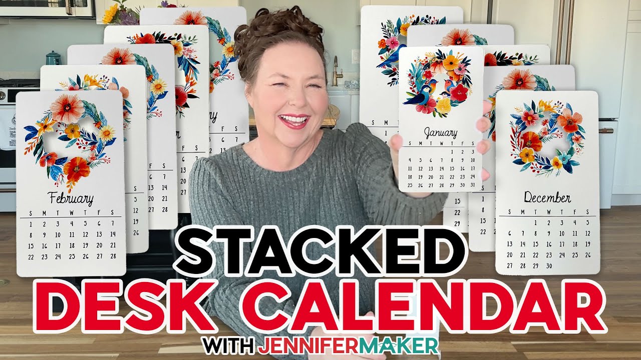 How To Make A Stacked Desk Calendar With Cricut Print Then Cut | Easy DIY Gift
