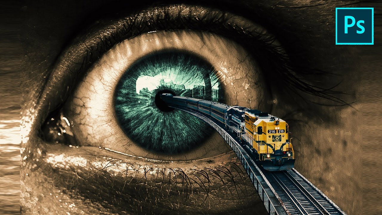 EYE and TRAIN - Photoshop - Surreal Photo Manipulation