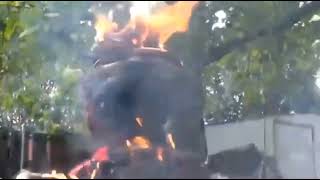 Elmo burns alive to Through The Fire And Flames