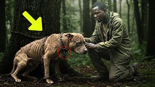 An African Man Finds a Pit Bull Chained to a Tree, and When He Looks Closer, He Sees It Was a...!