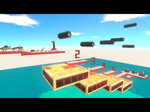 Jump Over Wooden Grinder Trap - Animals VS Dinosaurs - Animal Revolt Battle Simulator