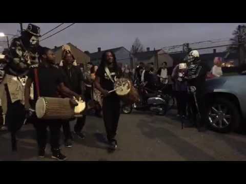 The North Side Skull and Bones Gang wakes up the neighborhood on Mardi Gras morning