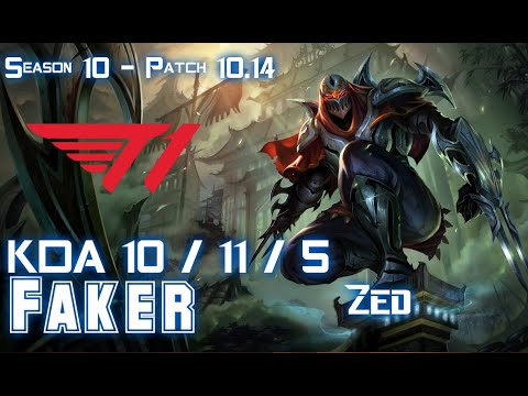 T1 Faker ZED vs EKKO Mid - Patch 10.14 KR Ranked