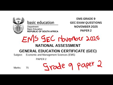 EMS GRADE 9 I GEC EXAM QUESTIONS I NOVEMBER 2025 I TERM 4 I PAPER 2 I FULL MEMORANDUM