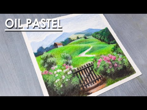 Beautiful Oil Pastel Country Landscape | step by step coloring