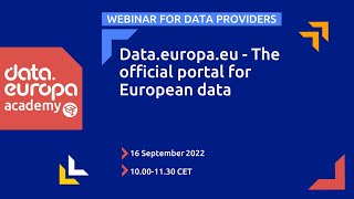 Webinar for data providers 1: ´Data.europa.eu - The official portal fo