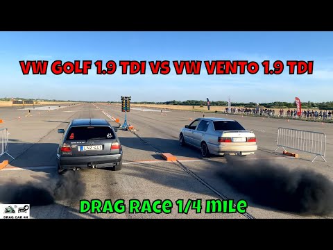 VW GOLF 1.9 TDI AFN vs VW VENTO 1.9 TDI AHU drag race 1/4 mile 🚦🚗 - 4K UHD