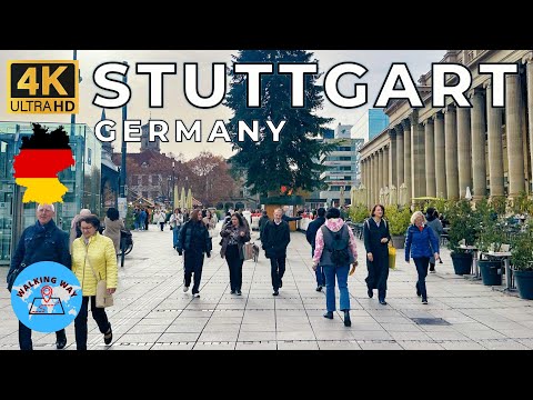 Stuttgart, Germany Walking Tour - Cold Christmas Stroll 🎄 - 4K 60fps