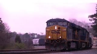 preview picture of video 'Norfolk Southern 153 Westbound With CSX Engines! Lithia Springs,Ga 02-18-2014©'