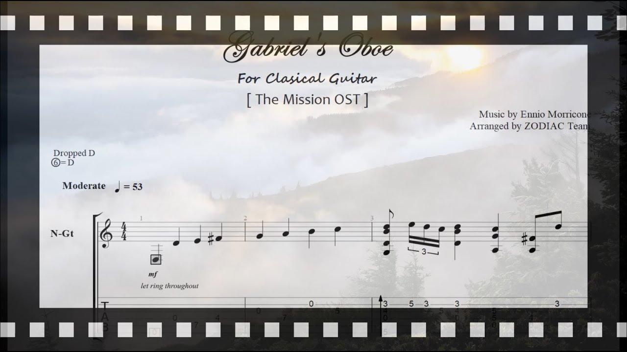 Gabriel's Oboe - Classical Guitar TAB (PDF) | Nella Fantasia(넬라판타지아) / Mission OST / Ennio Morricone