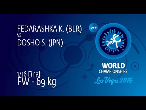 1/16 FW - 69 kg: S. DOSHO (JPN) df. K. FEDARASHKA (BLR) by FALL, 8-0