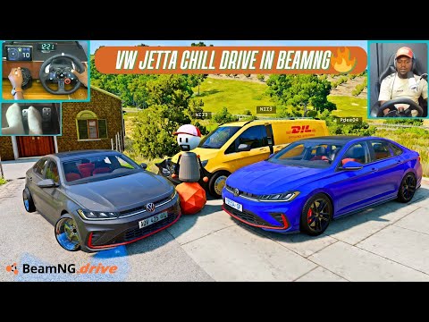 Chilling with Friends in a VW Jetta | BeamNG Convoy Using Logitech G29 Steering Wheel