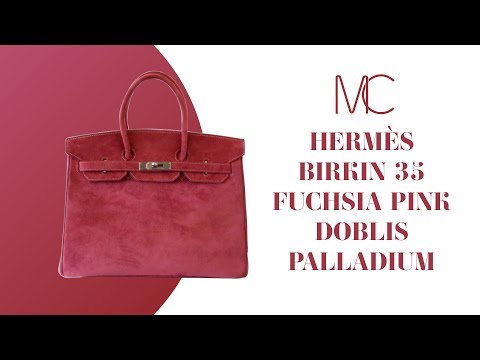 HERMÈS Birkin 35 Bag Fuchsia Pink Doblis Palladium • MIGHTYCHIC •