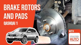Youtube thumbnail of video "How to replace the front brake rotors and pads Qashqai 1 🚗"