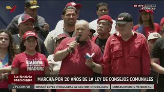 Diosdado Cabello en marcha por 20 años de la Ley de Consejos Comunales, 9 de abril de 2026