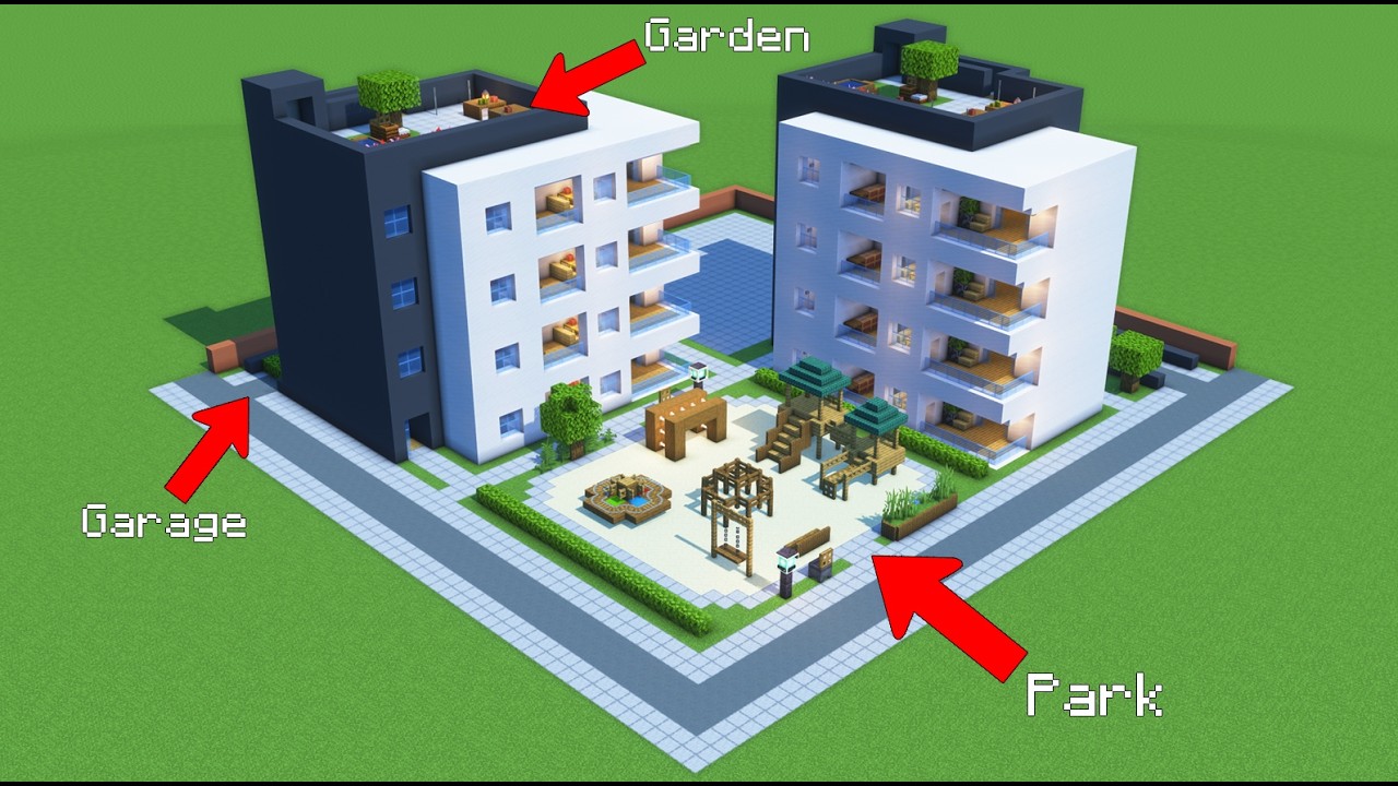 How to Build a Realistic Modern Apartment Building in Minecraft | Step-By-StepTutorial