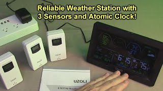 REVIEW Uzoli Wireless Indoor/Outdoor 7.5" Color Display Weather Station, 3 Sensors, Atomic Clock