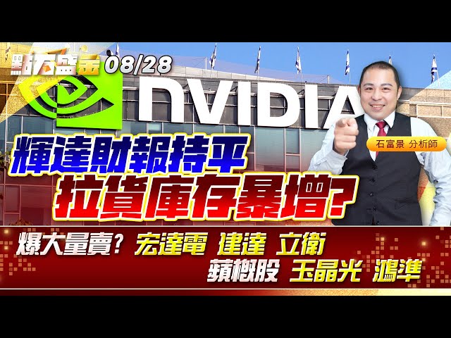 輝達財報持平 拉貨庫存暴增?爆大量賣?  #宏達電 #建達 #立衛 蘋概股 #玉晶光 #鴻準 《點石盛金》石富景