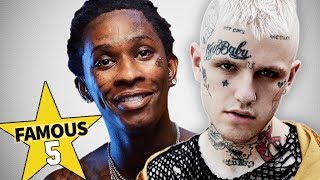 RAPPER FACE TATTOOS PART 3 | Lil Peep, Young Thug, Tyga | FAMOUS 5