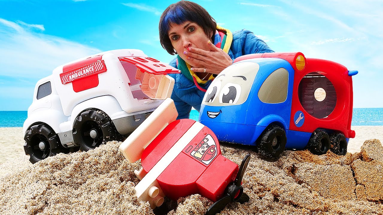 Машинки и Маша Капуки на пляже. Видео для детей Капуки Кануки. Даваи почитаем по слогам