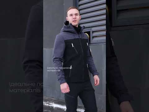 Куртка softshell мужская весенняя осенняя до 0°С ветровка софтшелл на флисе Lev черная - фото 1 - id-p1479274265